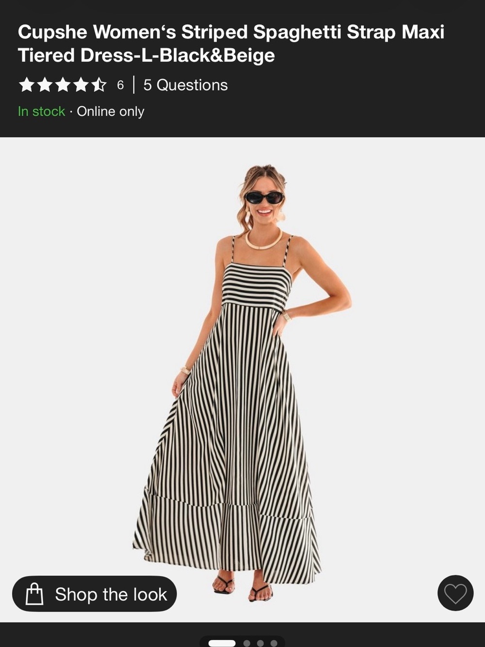 NWT Cupshe Women’s Striped Maxi Tiered Dress